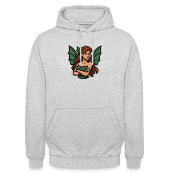 Drachen Fee - Unisex Hoodie - Hellgrau meliert - Vorne - Alina (178cm) & Michal (187cm)