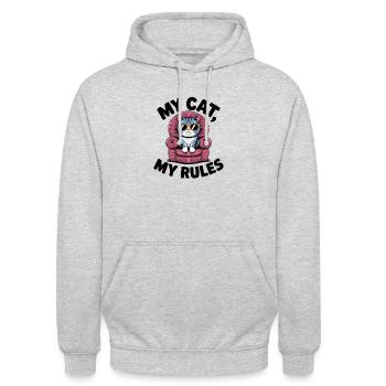 My Cat, My Rules - Unisex Hoodie - Hellgrau meliert - Vorne - Alina (178cm) & Michal (187cm)