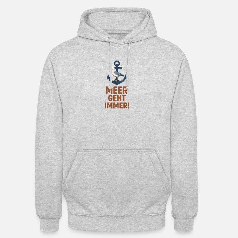 Meerliebe mit Anker & Möwe - Unisex Hoodie - Hellgrau meliert