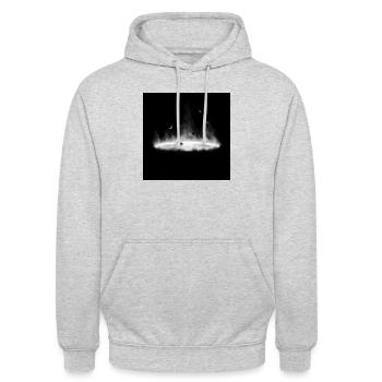 Nebulae Feuer-Silhouette auf Dunkelgrau - Unisex Hoodie - Hellgrau meliert - Vorne - Alina (178cm) & Michal (187cm)