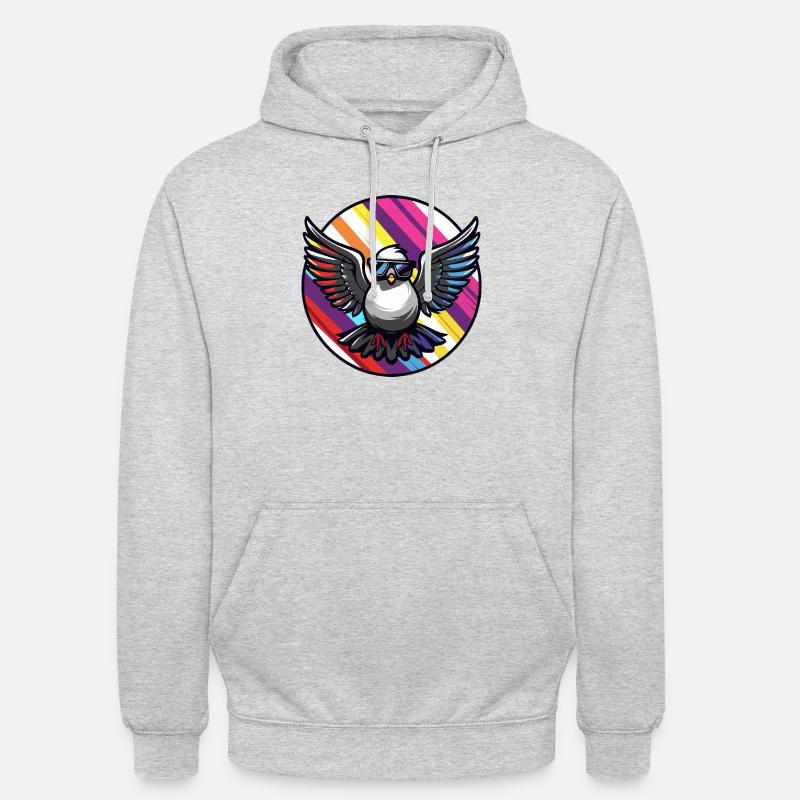Colombe oiseau bande dessinée cool - Sweat-shirt à capuche unisexe - gris clair chiné
