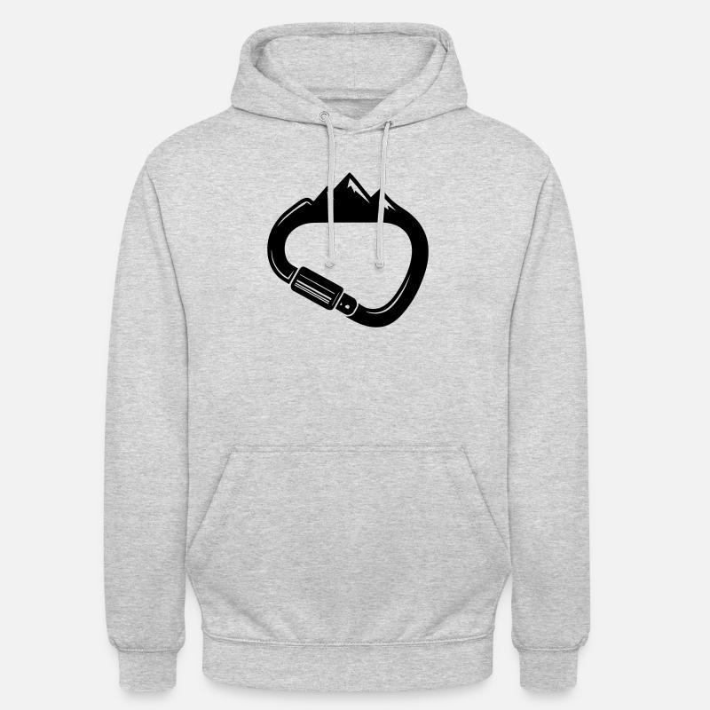 Karabiner und Berge – Einfach Klettern - Unisex Hoodie - Hellgrau meliert