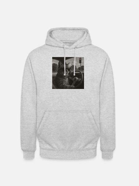 Retro Driver Cat - Unisex Hoodie - light heather grey