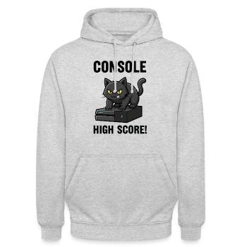 Konsolen-Highscore-Chat-Gamer-Spiele - Unisex Hoodie - Hellgrau meliert - Vorne - Alina (178cm) & Michal (187cm)