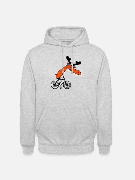 Bicycle Moose (c) - Unisex Hoodie - light heather grey