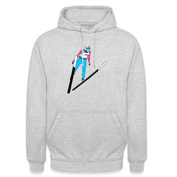 Skispringen - Ski jumping - Unisex Hoodie - Hellgrau meliert - Vorne - Alina (178cm) & Michal (187cm)