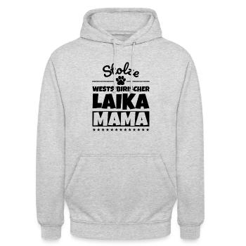 Stolze Westsibirischer Laika Mama - Unisex Hoodie - Hellgrau meliert - Vorne - Alina (178cm) & Michal (187cm)