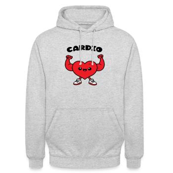 Drawing Cardio Humor Sport Chibi Heart - Unisex Hoodie - light heather grey - Front - Alina (178cm) & Michal (187cm)