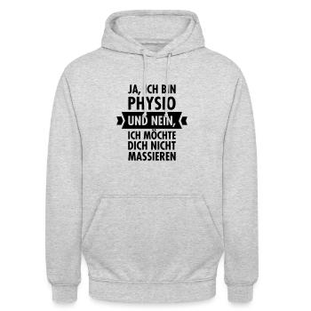 Physio - Massieren - Unisex Hoodie - Hellgrau meliert - Vorne - Alina (178cm) & Michal (187cm)