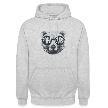 Papa bear cadeau T shirt papa fête des pères - Sweat-shirt à capuche unisexe - gris clair chiné - Devant - Alina (178cm) & Michal (187cm)