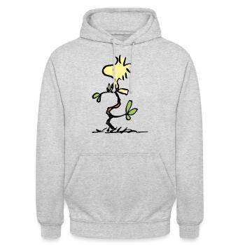 Peanuts Woodstock - Unisex Hoodie - Hellgrau meliert - Vorne - Alina (178cm) & Michal (187cm)