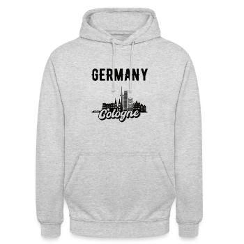 Köln Heimat Deutschland Geschenk - Unisex Hoodie - Hellgrau meliert - Vorne - Alina (178cm) & Michal (187cm)