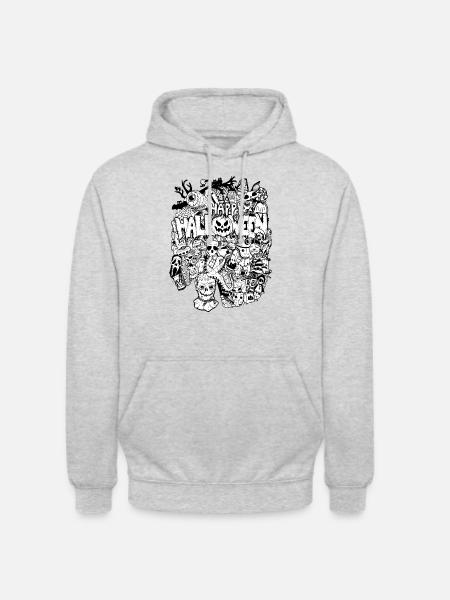 Halloween Doodle - Unisex Hoodie - Hellgrau meliert