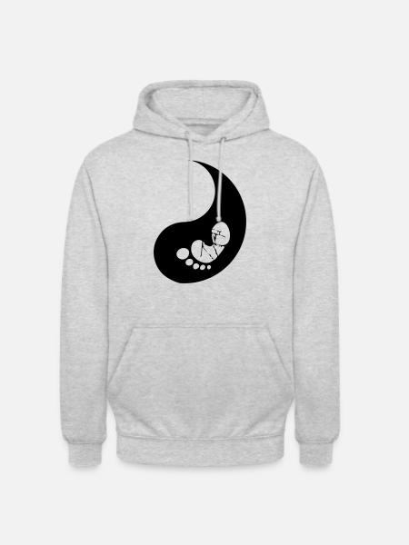 Bébé à moitié yin - Sweat-shirt à capuche unisexe - gris clair chiné