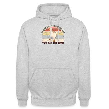 Chaos mit dem Honk Bekommst du die Bonk Ente - Unisex Hoodie - Hellgrau meliert - Vorne - Alina (178cm) & Michal (187cm)