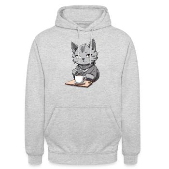 Cat Café - Unisex Hoodie - light heather grey - Front - Alina (178cm) & Michal (187cm)