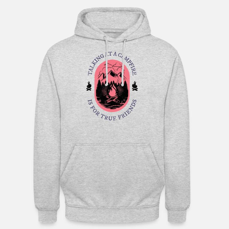 Camping et véritable amitié - Sweat-shirt à capuche unisexe - gris clair chiné
