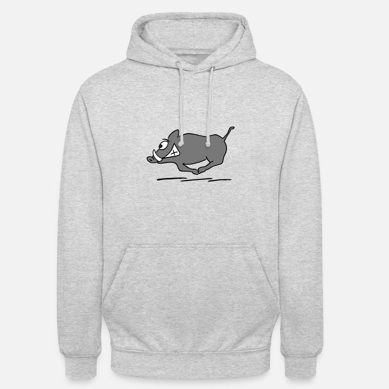 sanglier en cours d'exécution - Sweat-shirt à capuche unisexe - gris clair chiné