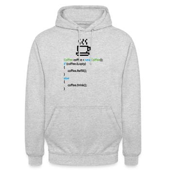 Coffe Code - Unisex Hoodie - Hellgrau meliert - Vorne - Alina (178cm) & Michal (187cm)