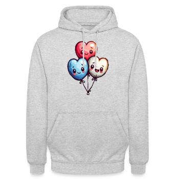 Ballon Herzen auch für Kinder und Geburtstage - Unisex Hoodie - Hellgrau meliert - Vorne - Alina (178cm) & Michal (187cm)