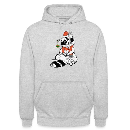 Divertido mapache con gorra roja - Sudadera con capucha unisex