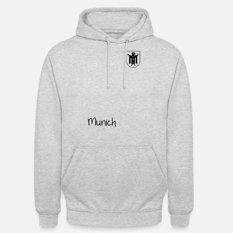 Monaco di Baviera - Monaco e stemma con Münchner Kindl - Felpa con cappuccio unisex - grigio chiaro melange