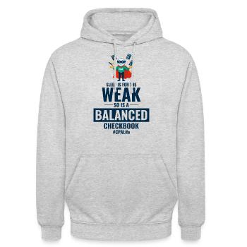 CPA-Superheld: Jonglieren mit Taschenrechnern mit einem Augenzwinkern - Unisex Hoodie - Hellgrau meliert - Vorne - Alina (178cm) & Michal (187cm)