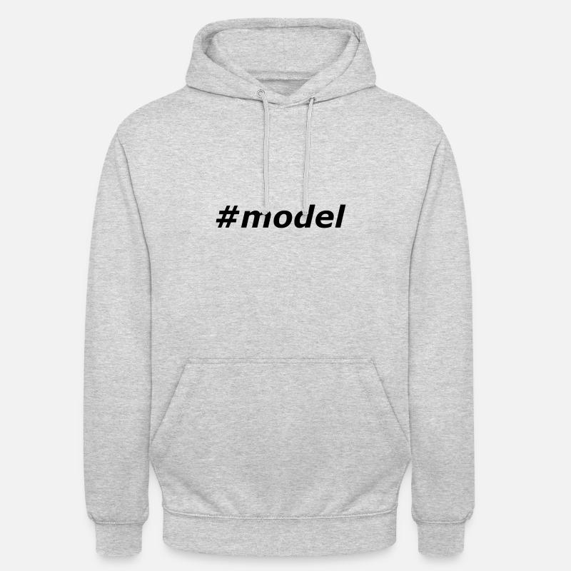 #model - Sweat-shirt à capuche unisexe - gris clair chiné
