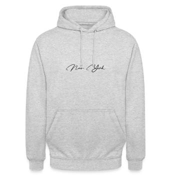 New York - Unisex Hoodie - Hellgrau meliert - Vorne - Alina (178cm) & Michal (187cm)