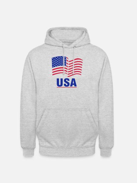 USA - Unisex Hoodie - Hellgrau meliert