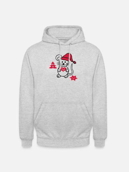 Souris de Noël - Sweat-shirt à capuche unisexe - gris clair chiné