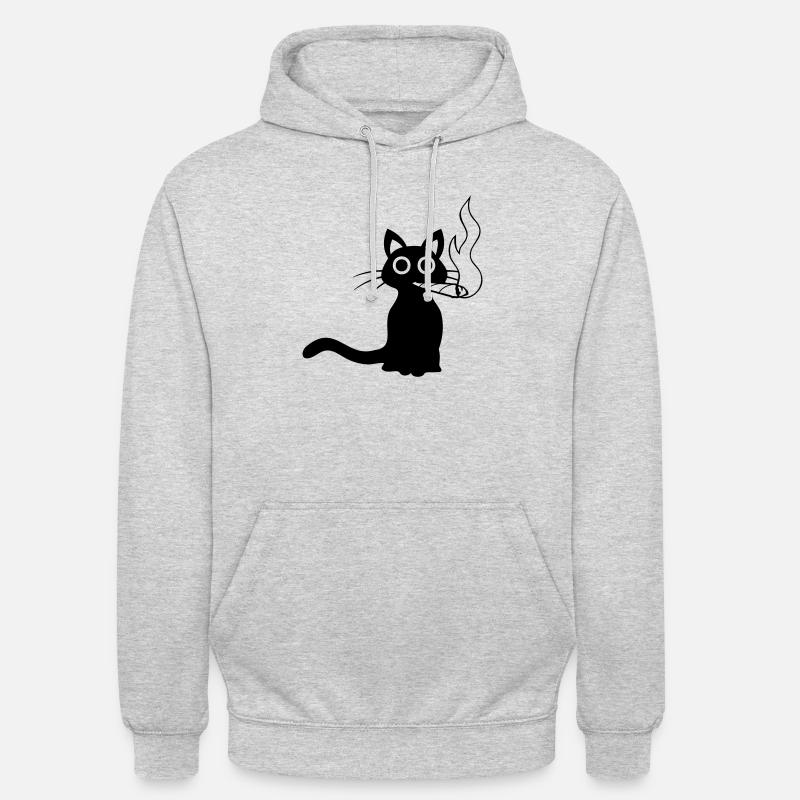 Le chat fume le joint - Sweat-shirt à capuche unisexe - gris clair chiné