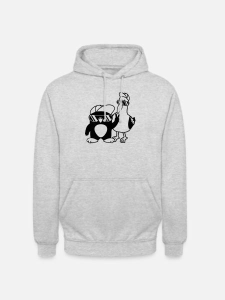 Pinguin Möwe 2 Freunde - Unisex Hoodie - Hellgrau meliert
