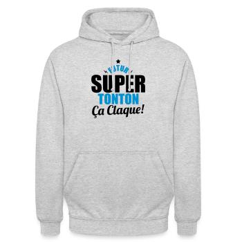 futur super tonton ça claque - Sweat-shirt à capuche unisexe - gris clair chiné - Devant - Alina (178cm) & Michal (187cm)