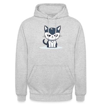 Moment ronronnement Chat - Sweat-shirt à capuche unisexe - gris clair chiné - Devant - Alina (178cm) & Michal (187cm)