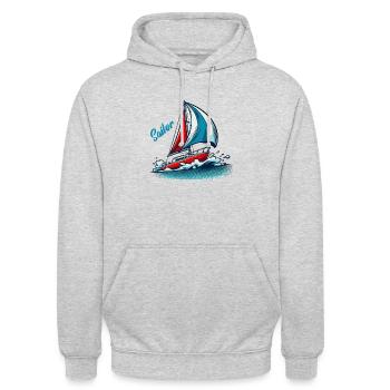 voilier - Sweat-shirt à capuche unisexe - gris clair chiné - Devant - Alina (178cm) & Michal (187cm)