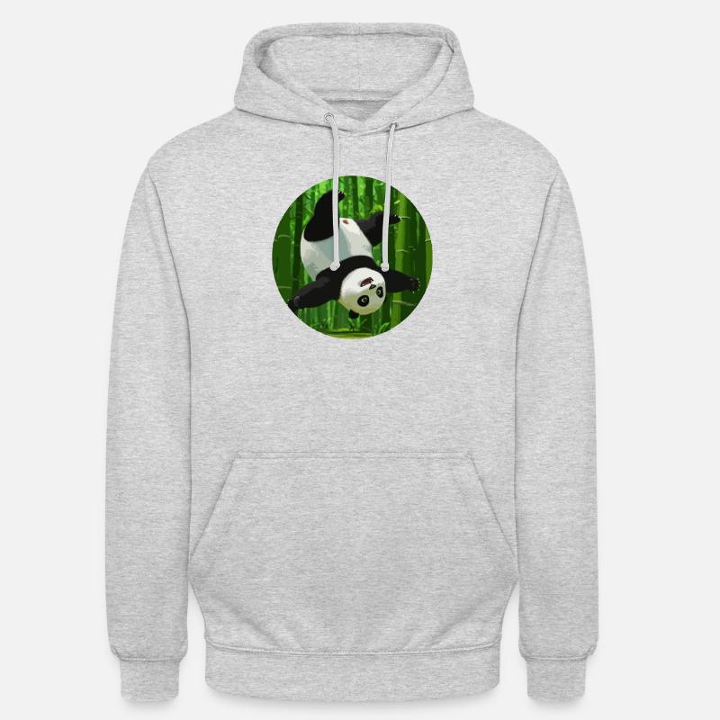 Panda faisant un saut périlleux - Sweat-shirt à capuche unisexe - gris clair chiné