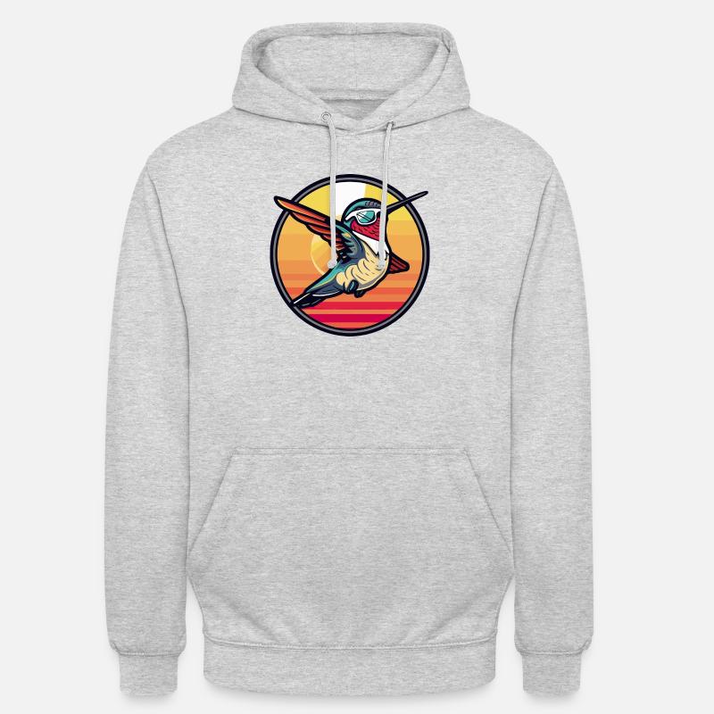 Colibri oiseau bande dessinée cool - Sweat-shirt à capuche unisexe - gris clair chiné