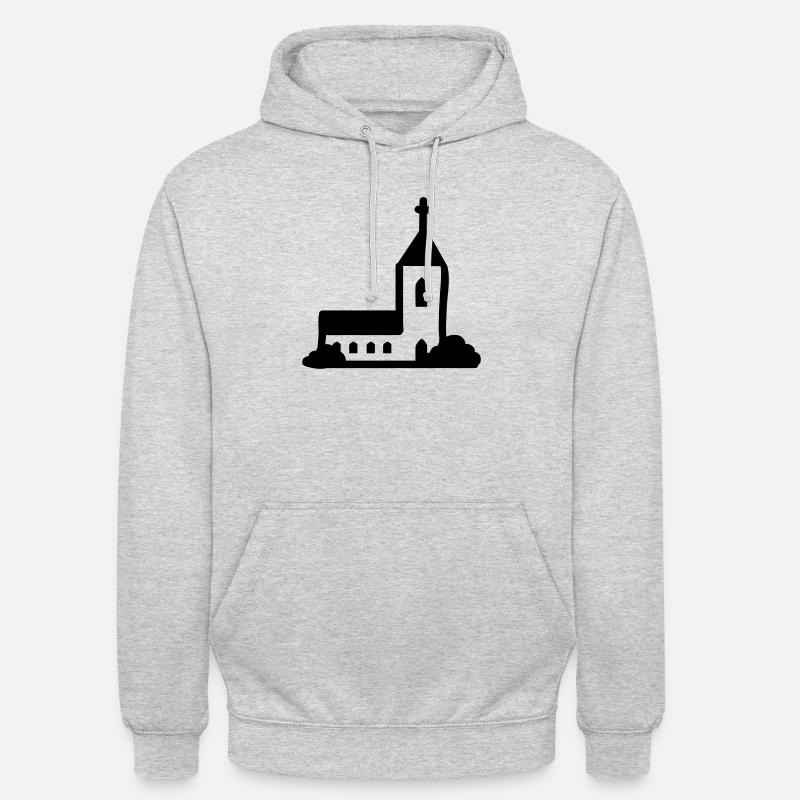Kirche - line - Unisex Hoodie - Hellgrau meliert