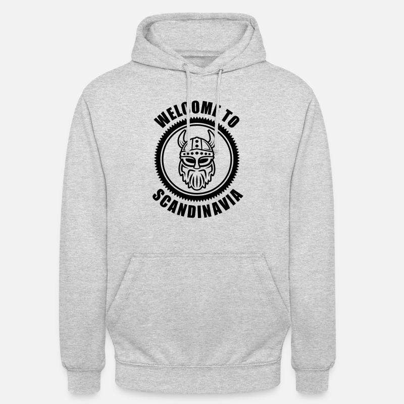 Vikings Logo Welcome to Scandinavia - Sweat-shirt à capuche unisexe - gris clair chiné