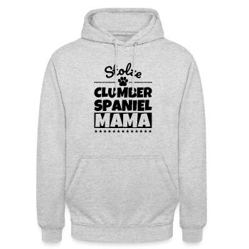 Stolze Clumber-Spaniel Mama - Unisex Hoodie - Hellgrau meliert - Vorne - Alina (178cm) & Michal (187cm)