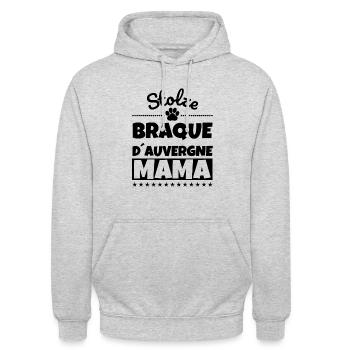 Stolze Braque d Auvergne Mama - Unisex Hoodie - Hellgrau meliert - Vorne - Alina (178cm) & Michal (187cm)