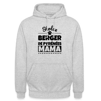 Stolze Berger de Pyrénées Mama - Unisex Hoodie - Hellgrau meliert - Vorne - Alina (178cm) & Michal (187cm)