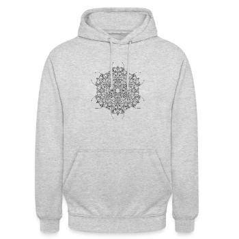 Blumen Mandala - Unisex Hoodie - Hellgrau meliert - Vorne - Alina (178cm) & Michal (187cm)
