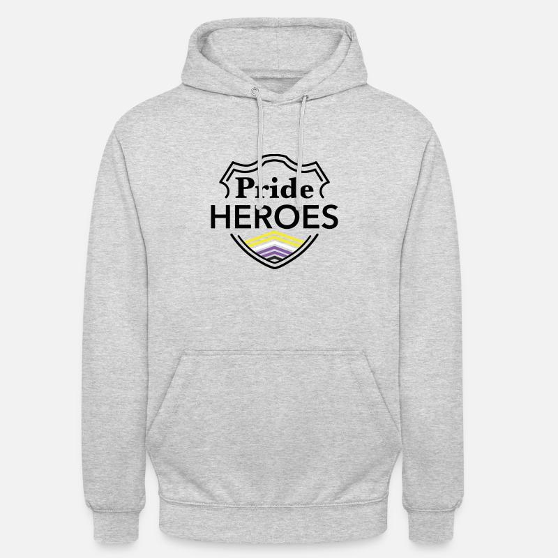 PrideHeroes Nonbinary Flag - Unisex Hoodie - Hellgrau meliert