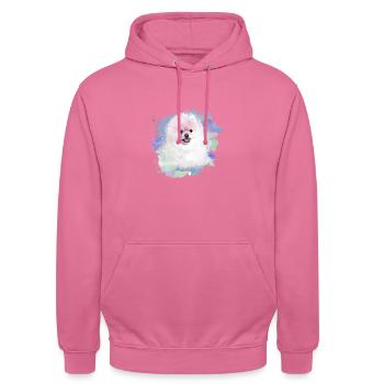 pomerian,zwergspitz,pointu,chien,graffiti,peinture - Sweat-shirt à capuche unisexe - rose - Devant - Alina (178cm) & Michal (187cm)
