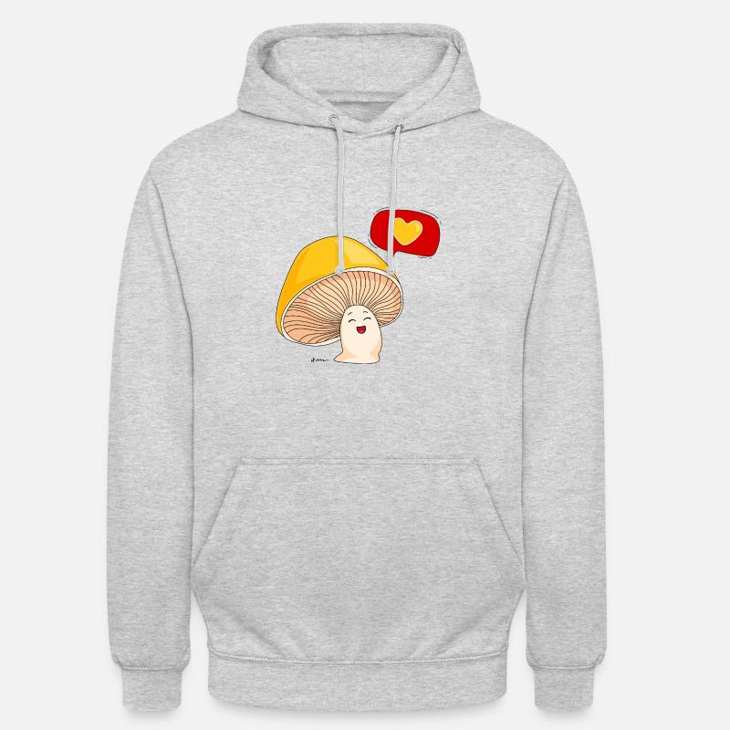 Champignon et amour - Sweat-shirt à capuche unisexe - gris clair chiné