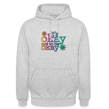 Es ist okay, nicht okay zu sein! - Unisex Hoodie - Hellgrau meliert - Vorne - Alina (178cm) & Michal (187cm)