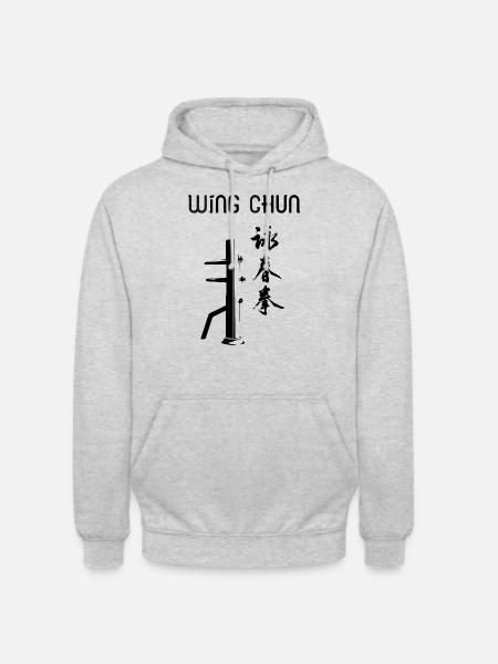wing chun - Sweat-shirt à capuche unisexe - gris clair chiné