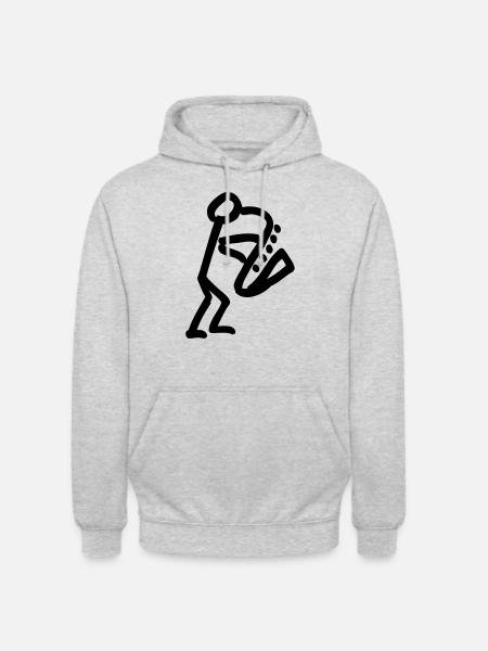 Musikant mit Saxophon - Unisex Hoodie - Hellgrau meliert